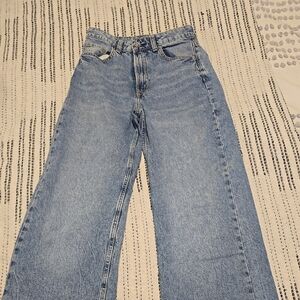 H&M Washed Light Blue Wide Leg Jeans